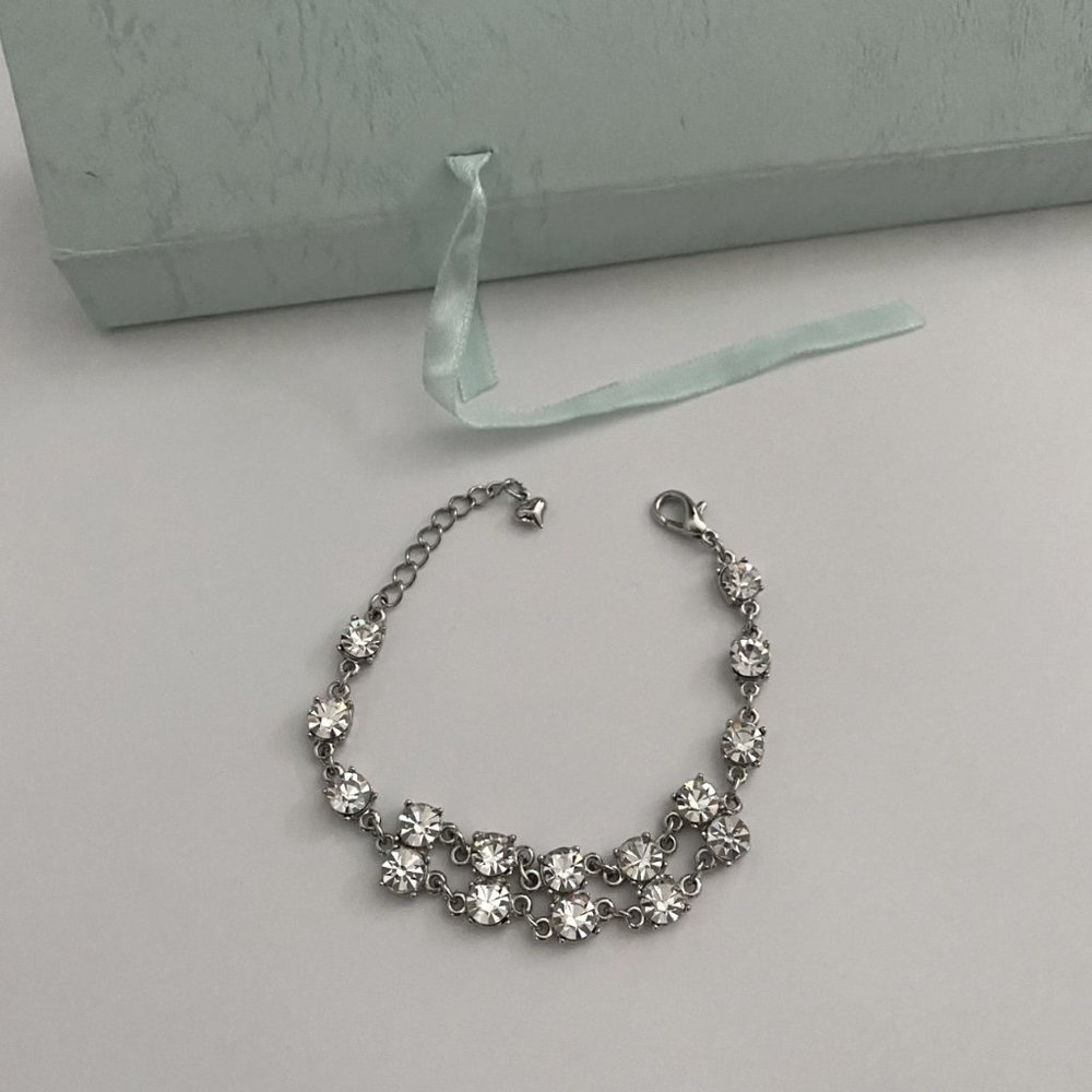 Glass Beaded Silver Sparkly Bracelet